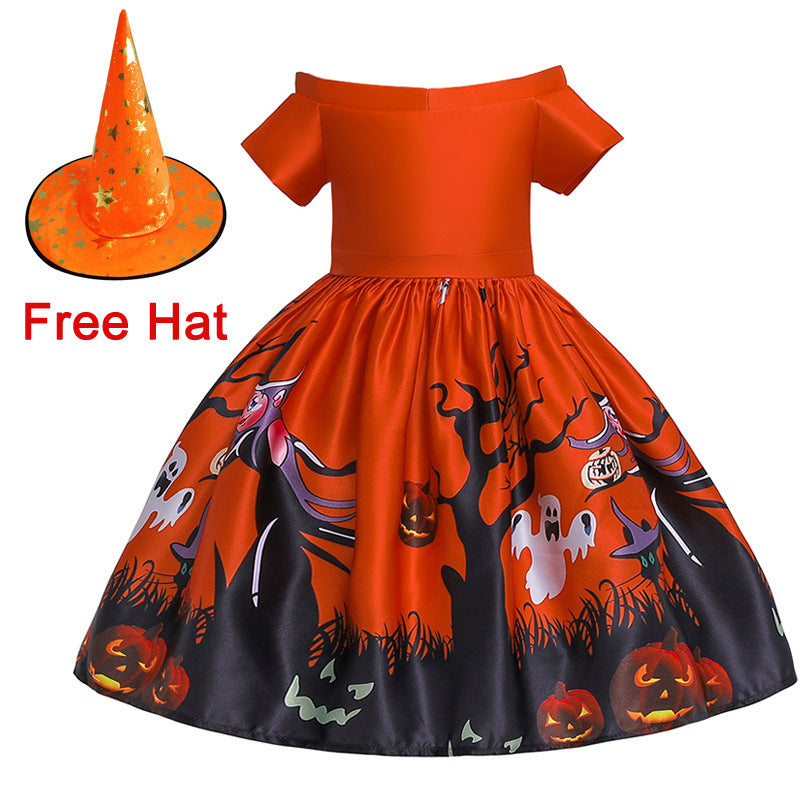 Children's cartoon print dress