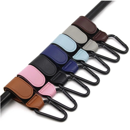 "Set of 2 PU Leather Stroller Hooks with 360-Degree Rotation - Multifunctional Hooks for Bags, Stroller Accessories - Ideal Christmas Gift"