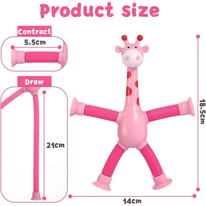 Set of 4 Telescopic Suction Cup Giraffe Sensory Tubes - Travel Toys for Children with Autism