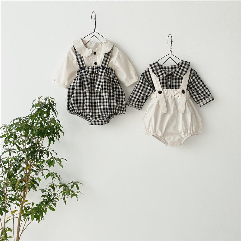 Baby's shirt-strap crawling suit