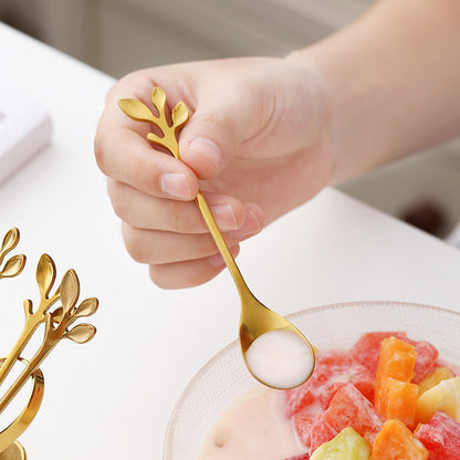 Fashion Nordic Leaf Set Fruit Fork Coffee Spoon