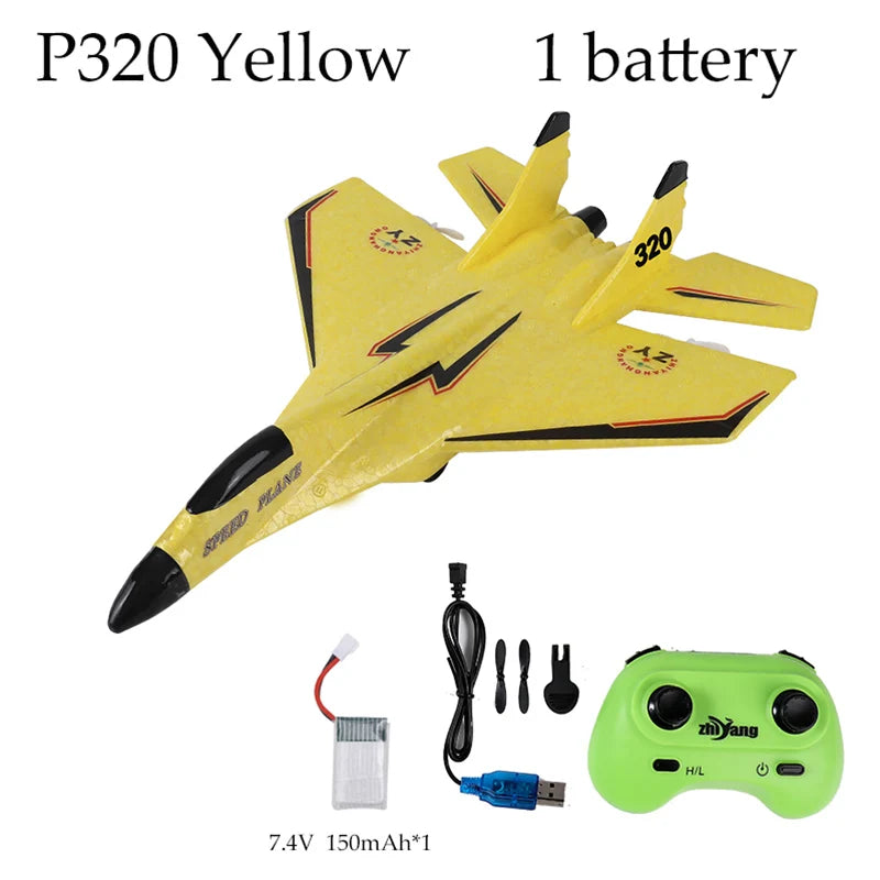 2.4G 2CH Glider RC Airplane P320 Fixed Wing Fighter Aircraft - Hand Throwing Foam Outdoor Toy for Boys - Ideal Birthday Gift