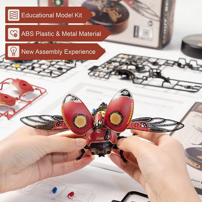 "Robotime Rokr Scout Beetle Metal 3D Puzzle Game - Mechanical DIY Toy with Punk Style Design - Ideal Birthday Gift"