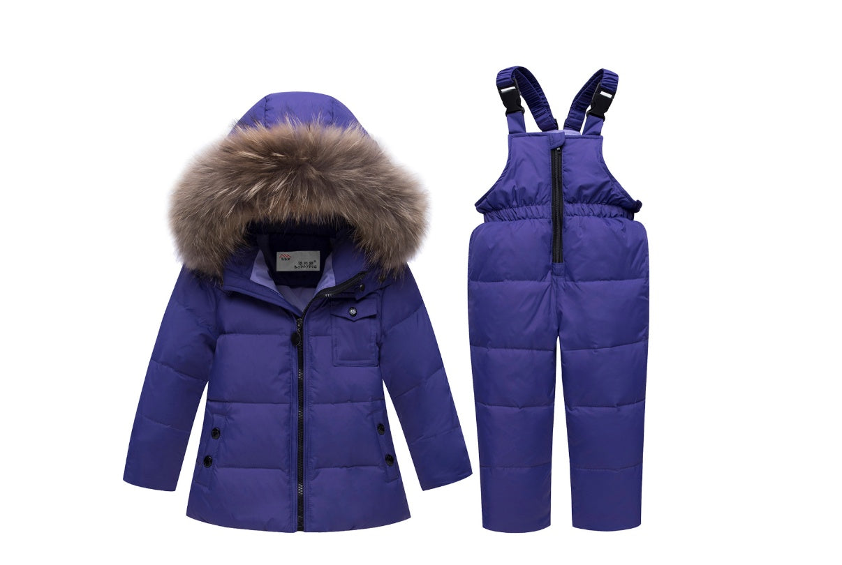 New children's sling down jacket two-piece sling down pants boys warm outer suit