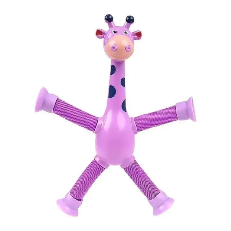 Set of 4 Telescopic Suction Cup Giraffe Sensory Tubes - Travel Toys for Children with Autism