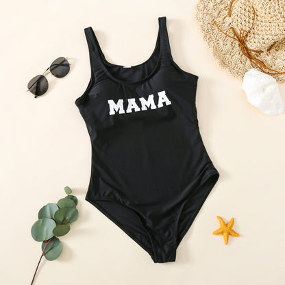 European and American words mother and child swimsuit beach swimsuit