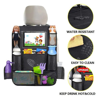 Back Seat Car Organizer with Tablet Holder and Storage Pockets for Travel