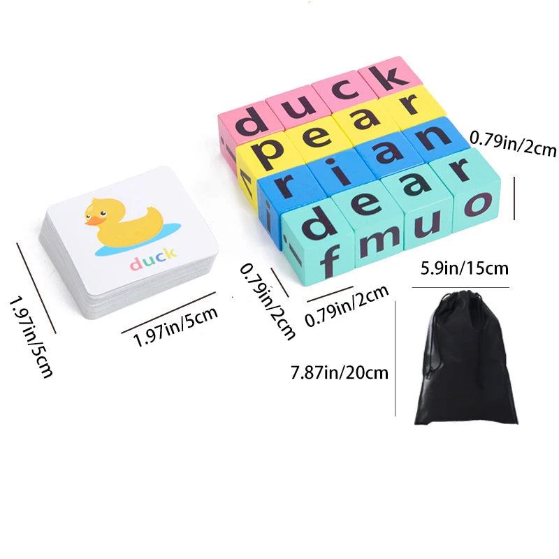 Wooden Alphabet Spelling Game for Preschool Children with 40 Cards