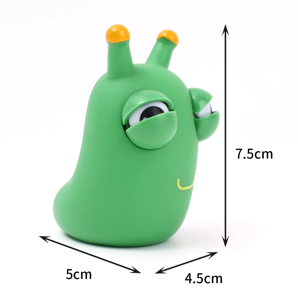 1/3Pcs Funny Grass Worm Pinch Toy Novelty Eye Popping Worm Squeeze Toy Squeeze Green Eye Bouncing Worm Toys 3D Grass Worm Toy