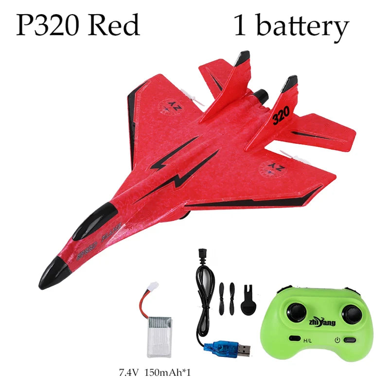 2.4G 2CH Glider RC Airplane P320 Fixed Wing Fighter Aircraft - Hand Throwing Foam Outdoor Toy for Boys - Ideal Birthday Gift