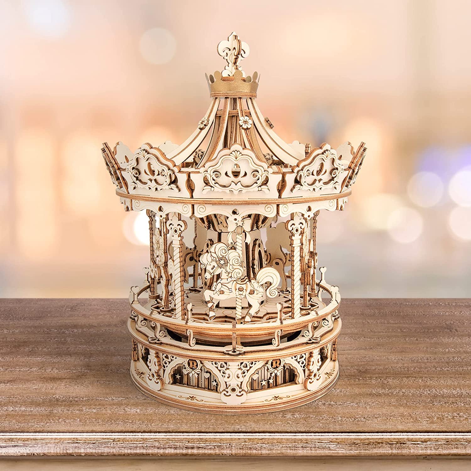 Wooden Music Box Building Kit - Romantic Carousel by Rokr