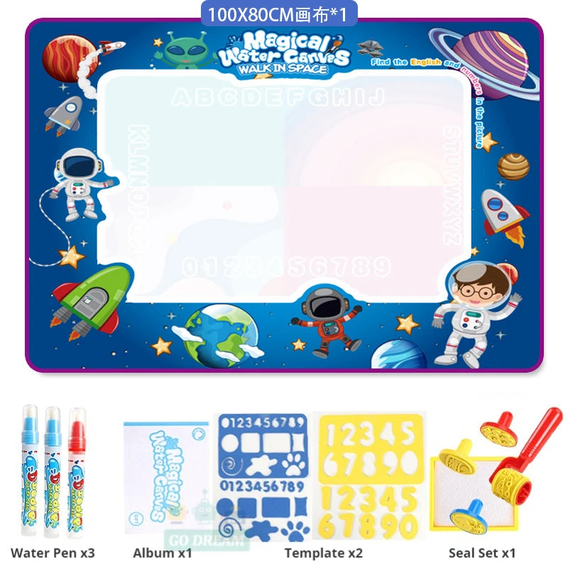 Professional Title: "Educational Magic Water Drawing Mat with Reusable Magic Pens - Montessori Painting Board for Kids (100X80Cm)"