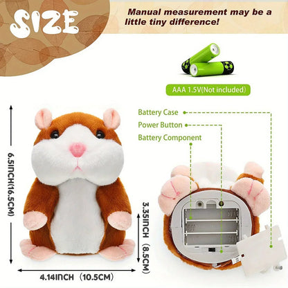 15cm Talking Hamster Stuffed Animal with Recording and Repeatable Sound - Gift Idea