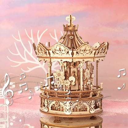 Wooden Music Box Building Kit - Romantic Carousel by Rokr