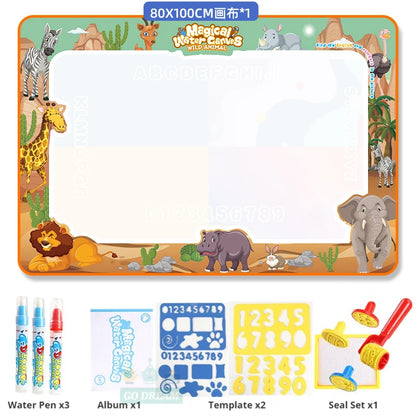 Professional Title: "Educational Magic Water Drawing Mat with Reusable Magic Pens - Montessori Painting Board for Kids (100X80Cm)"