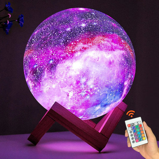 "16-Color LED Moon Lamp with Remote Control - Galaxy Theme, Touch Control, Perfect for Gifting"