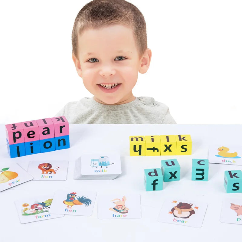 Wooden Alphabet Spelling Game for Preschool Children with 40 Cards