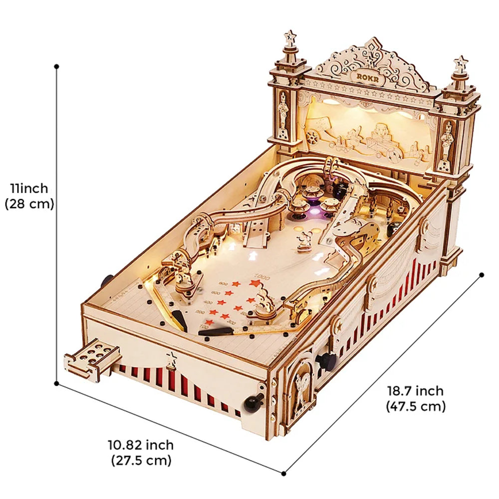 ROKR Wooden 3D Puzzle Pinball Machine Building Toy