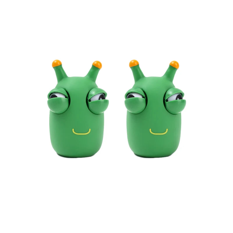 1/3Pcs Funny Grass Worm Pinch Toy Novelty Eye Popping Worm Squeeze Toy Squeeze Green Eye Bouncing Worm Toys 3D Grass Worm Toy