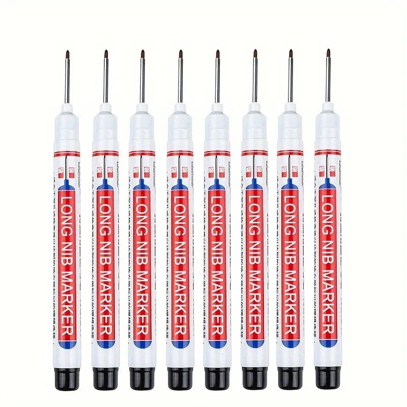 "Set of 8 20mm Deep Hole Long Nib Permanent Markers for Metal, Woodworking, and Bathroom Decoration"