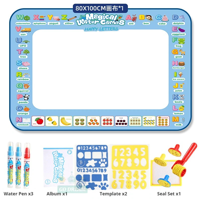 Professional Title: "Educational Magic Water Drawing Mat with Reusable Magic Pens - Montessori Painting Board for Kids (100X80Cm)"