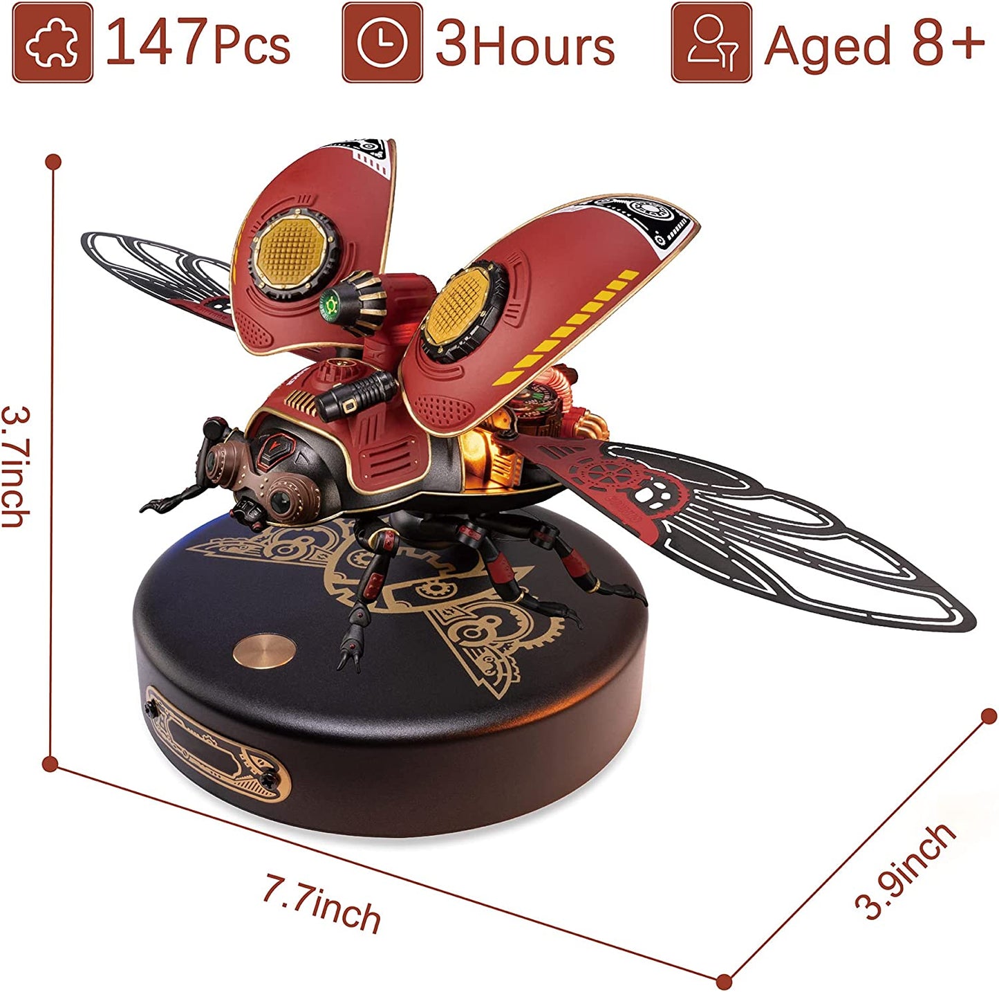 "Robotime Rokr Scout Beetle Metal 3D Puzzle Game - Mechanical DIY Toy with Punk Style Design - Ideal Birthday Gift"