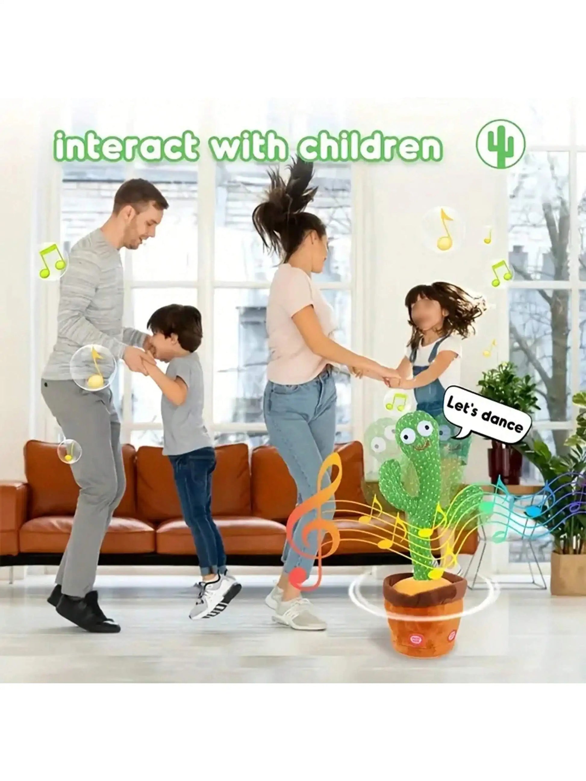 "Dancing Talking Cactus Toy for Infants, Singing, Mimicking, Recording, Repeating, Sunny Cactus Theme"