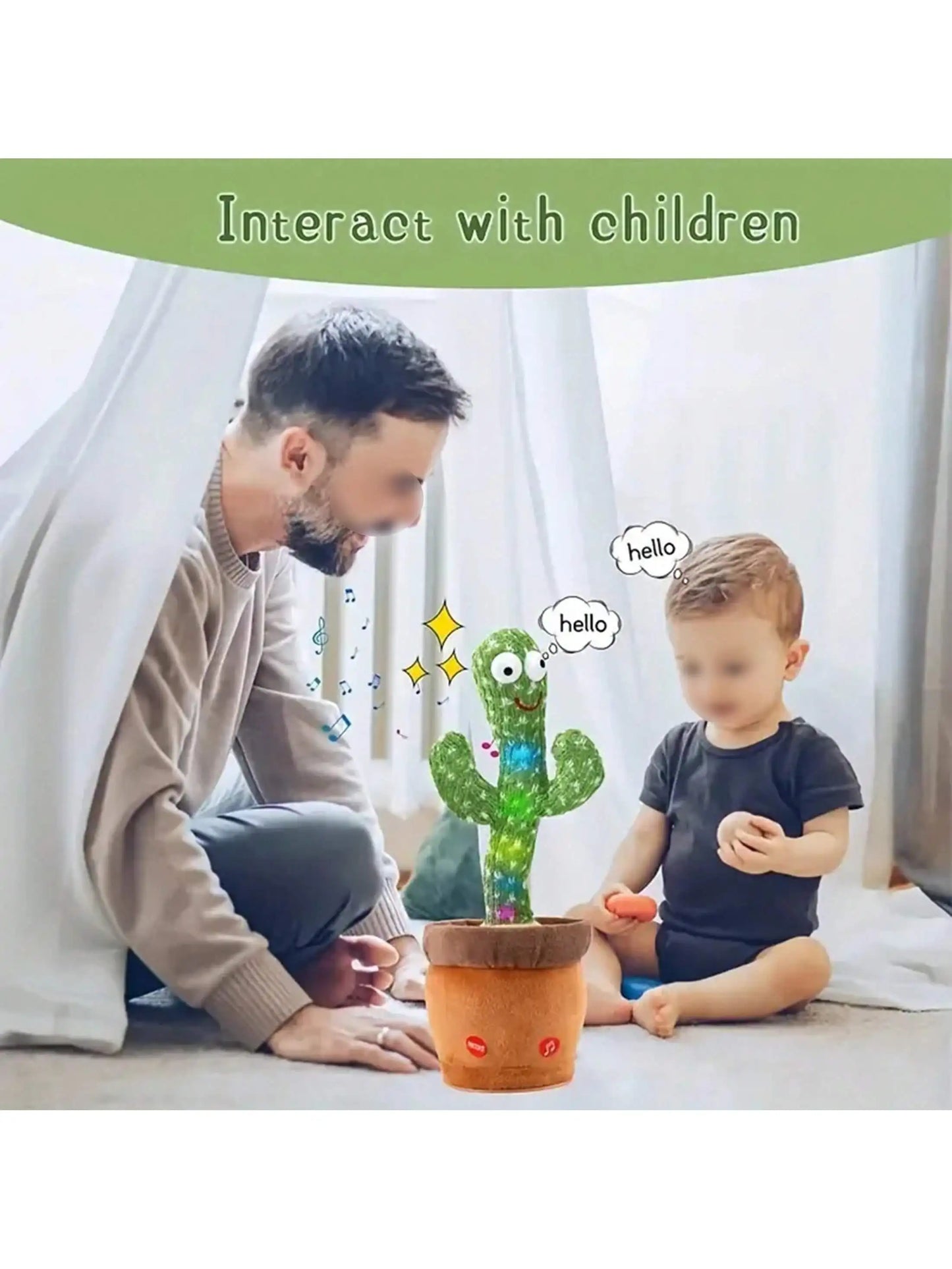 "Dancing Talking Cactus Toy for Infants, Singing, Mimicking, Recording, Repeating, Sunny Cactus Theme"