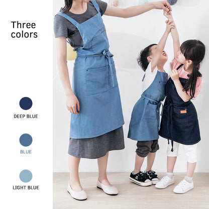 Parent-child Denim Apron Baby Gown