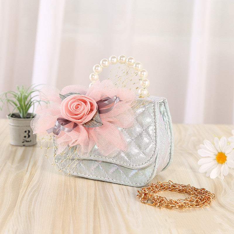 Flower Knitted Pearl Portable Diagonal Bag