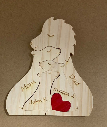 Personalized Animal Small Wooden Board Puzzle Anniversary Handmade Gift For Family