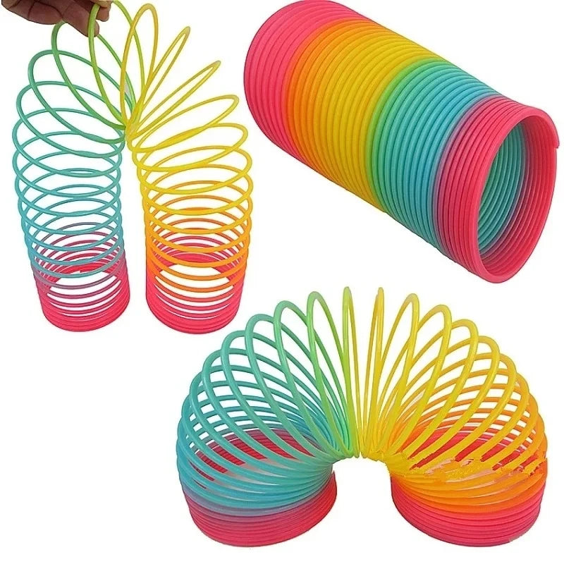 "Early Development Educational Folding Plastic Spring Coil Rainbow Circle Toy"