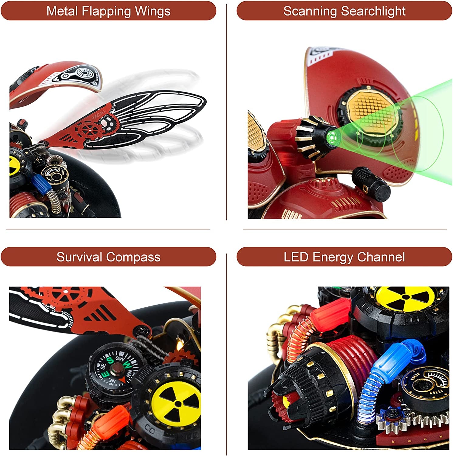 "Robotime Rokr Scout Beetle Metal 3D Puzzle Game - Mechanical DIY Toy with Punk Style Design - Ideal Birthday Gift"