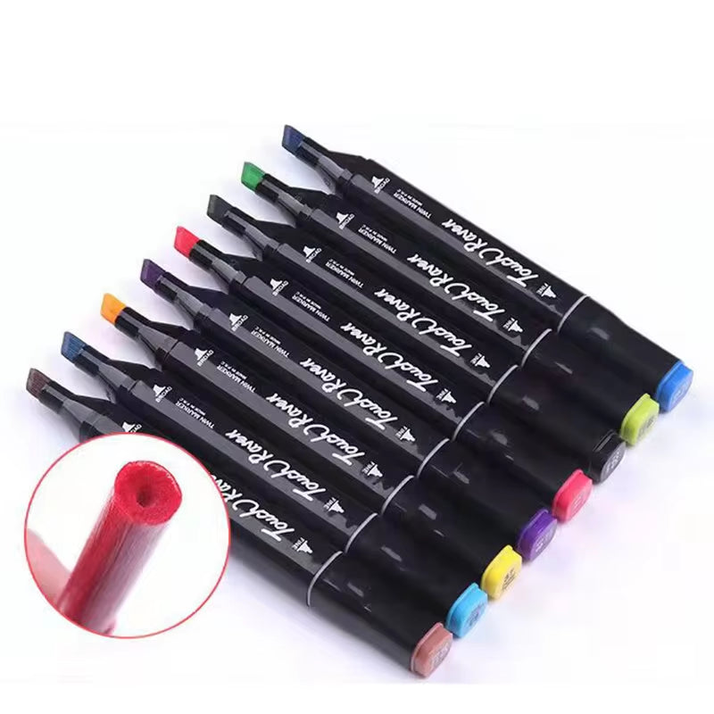 Professional title: "24-80 Colors Dual-Tip Oily Art Marker Pen Set for Sketching and Graffiti - Manga School Art Supplies"