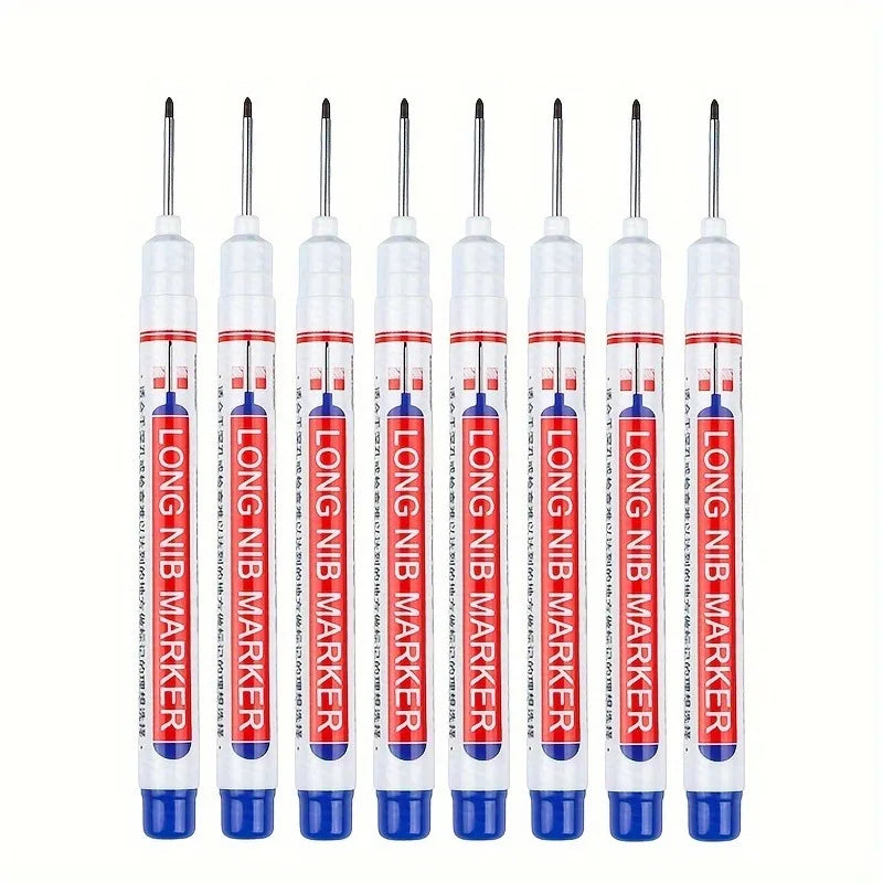 "Set of 8 20mm Deep Hole Long Nib Permanent Markers for Metal, Woodworking, and Bathroom Decoration"