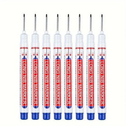 "Set of 8 20mm Deep Hole Long Nib Permanent Markers for Metal, Woodworking, and Bathroom Decoration"