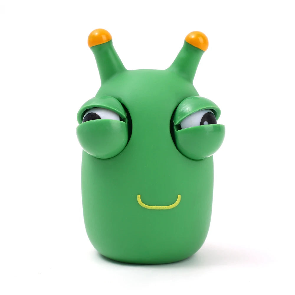 1/3Pcs Funny Grass Worm Pinch Toy Novelty Eye Popping Worm Squeeze Toy Squeeze Green Eye Bouncing Worm Toys 3D Grass Worm Toy