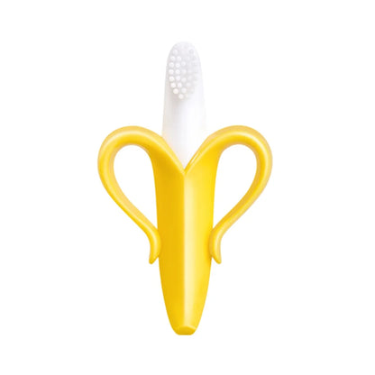 Silicone Toddler Teething Toothbrush with Banana Shape - BPA Free Dental Care Chew Toy