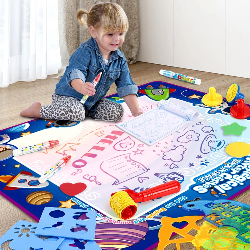 Professional Title: "Educational Magic Water Drawing Mat with Reusable Magic Pens - Montessori Painting Board for Kids (100X80Cm)"