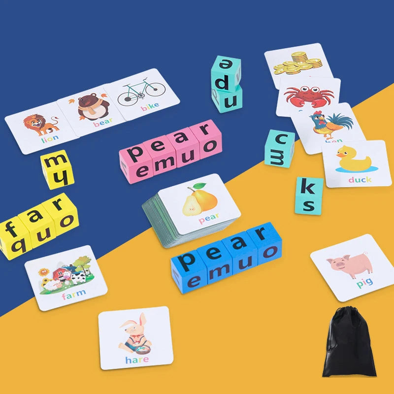 Wooden Alphabet Spelling Game for Preschool Children with 40 Cards