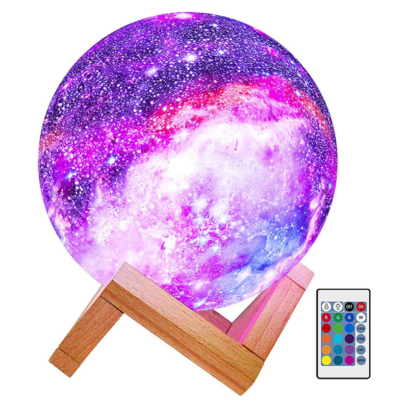 "16-Color LED Moon Lamp with Remote Control - Galaxy Theme, Touch Control, Perfect for Gifting"