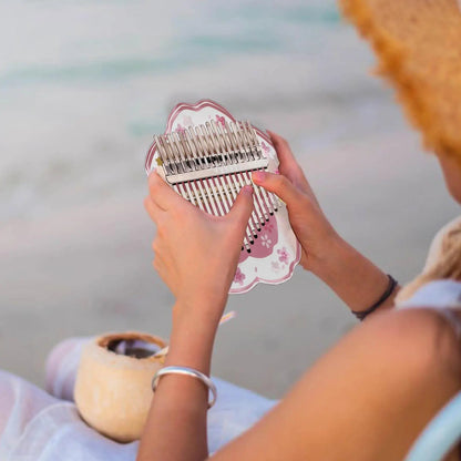 "17-Key Kalimba Thumb Piano with Acrylic Cherry Blossom Design, Tuning Hammer, and Instruction Booklet"