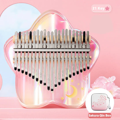 "17-Key Kalimba Thumb Piano with Acrylic Cherry Blossom Design, Tuning Hammer, and Instruction Booklet"