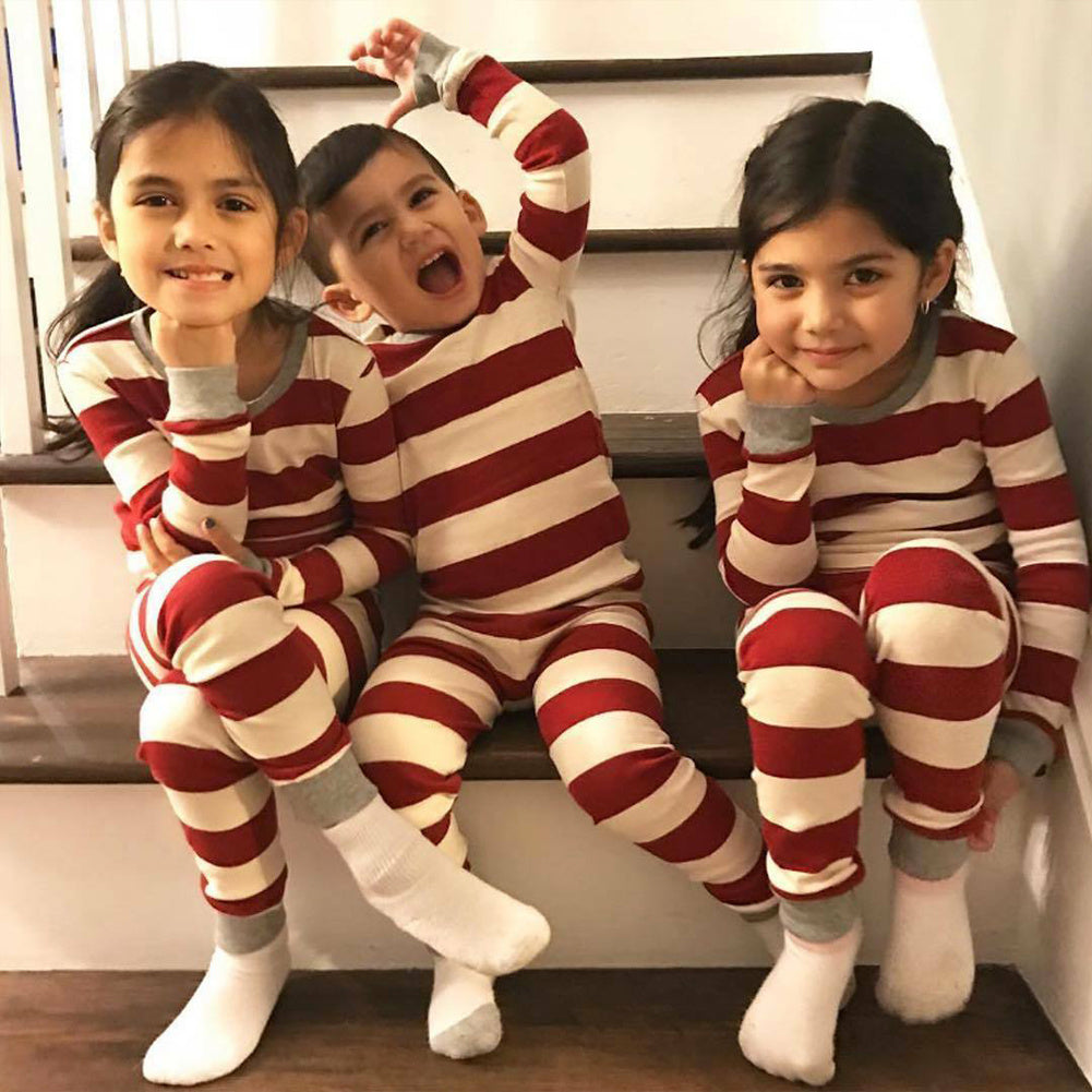 Parent-child Striped Christmas Family Suit And Autumn Long-sleeved Home Service Suit