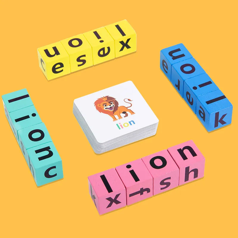 Wooden Alphabet Spelling Game for Preschool Children with 40 Cards