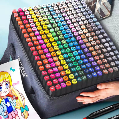 Professional title: "24-80 Colors Dual-Tip Oily Art Marker Pen Set for Sketching and Graffiti - Manga School Art Supplies"