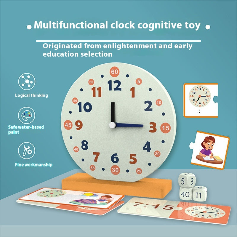 Wooden Montessori Children's Multifunctional Early Education Clock