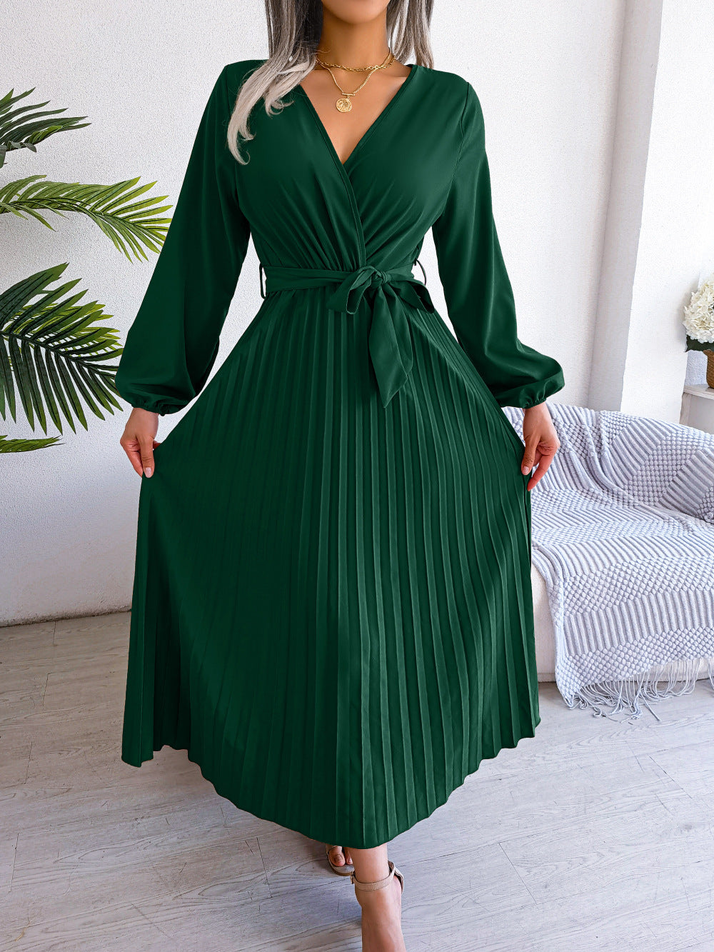 Fashion Elegant Cross Pleated Maxi Dress