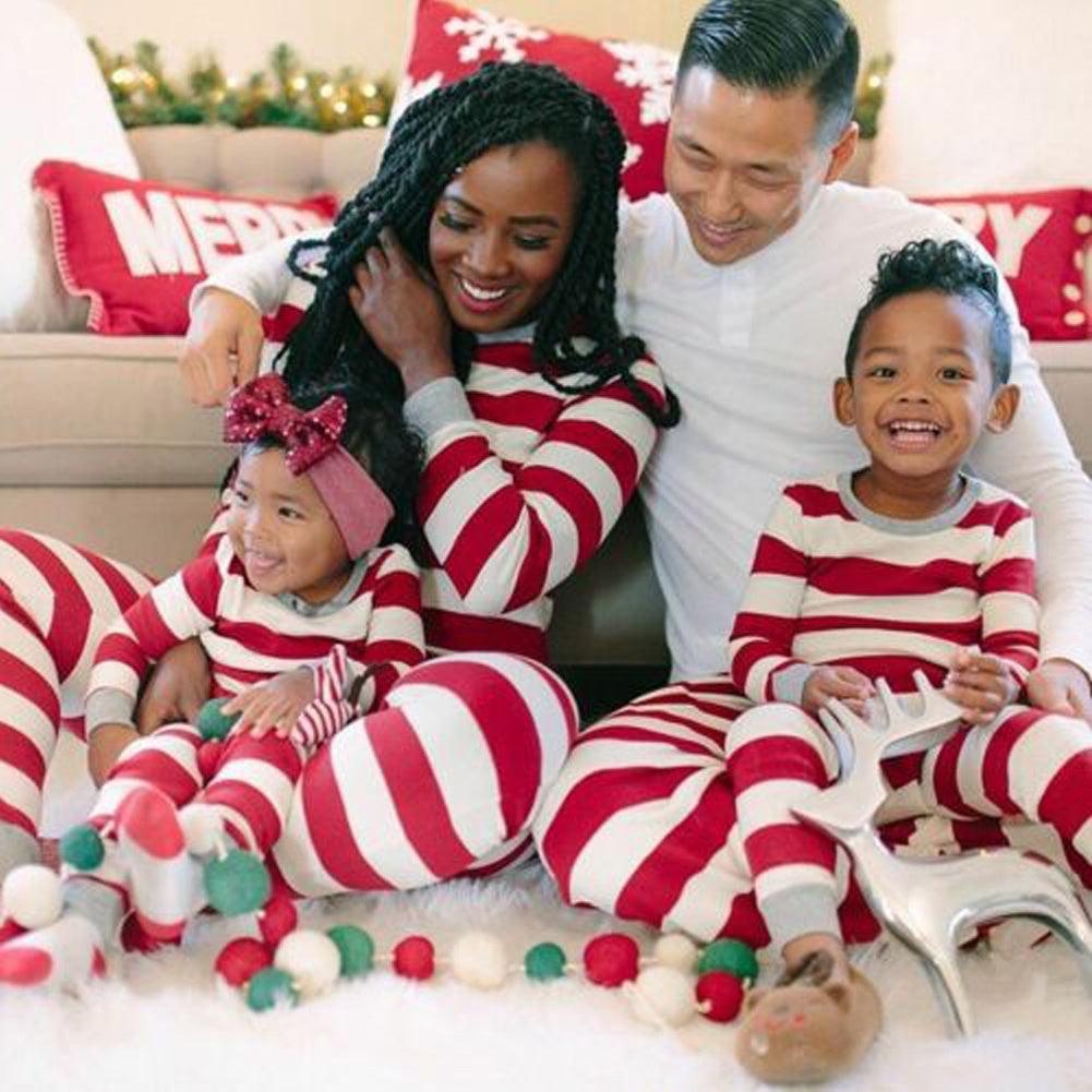 Parent-child Striped Christmas Family Suit And Autumn Long-sleeved Home Service Suit