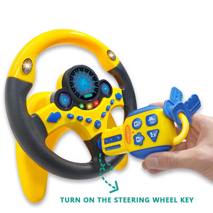 Portable Electric Steering Wheel Toy for Children - Educational Copilot Simulator with Light and Sound